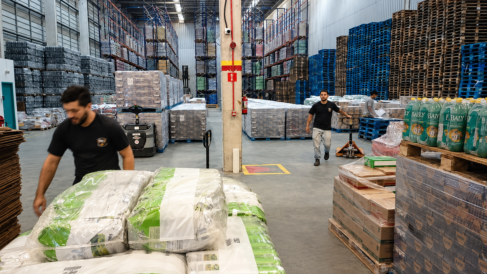 Equipe da PKJ movimentando mercadorias em centro de distribuição